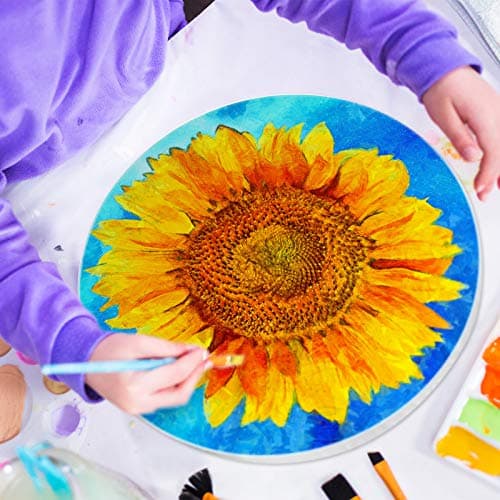 6 Pieces Round Painting Canvas Blank Round Shaped Paint Board Canvas Stretched Primed Decoration Boards for Painting for Students Artist Hobby Painters Beginners - Image 5