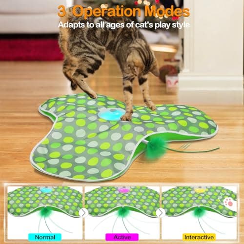 umosis Interactive Cat Toys Rechargeable,Moving Concealed Feathers,Real Mouse Squeaky,Touch Activated Cat Kitten Toy Exercise Toys for Indoor Bored Adult Cats - Image 5