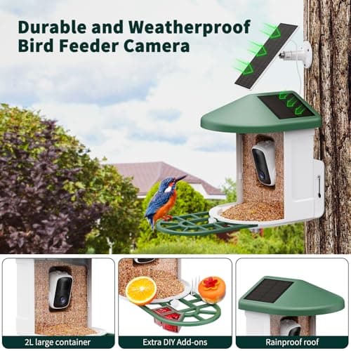 HARYMOR Bird Feeder with Camera with AI Identify Birds Species Solar Panel, Smart Bird House with Cam, 2K Live View, Instant Arrival Alerts - Image 3
