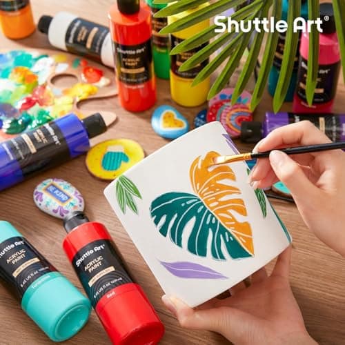 Shuttle Art Acrylic Paint, 24 Colors Acrylic Paint Bottle Set, 250ml/8.45oz Each, Rich Pigments, High Viscosity, Bulk for Artists, Beginners and Kids Painting on Rocks Crafts Canvas Wood - Image 6