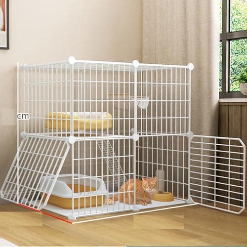 Cat Cage Indoor DIY Cat Playpen Detachable Metal Wire Kennels Cat Cage Indoor Cat Enclosures DIY Cat Playpen Metal Kennel (2 Tier) - Image 4