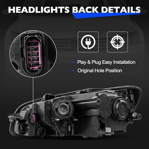 Misakomo Headlights Assembly - Chrome Housing Headlamps Compatible with Volkswagen VW Passat 2012-2015 - Replacement for 561941006D, 3411131RAS2, and VW2503148 - Passenger Side RH - Image 6