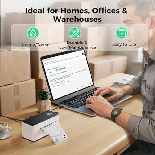 SVANTTO Bluetooth Thermal Shipping Label Printer 4x6, Compatible with Windows/Mac/Android/iOS, High-Speed 4x6 Label Printer for USPS, UPS, Ebay, Etsy, Shopify, Poshmark, Inkless Printing - Image 6