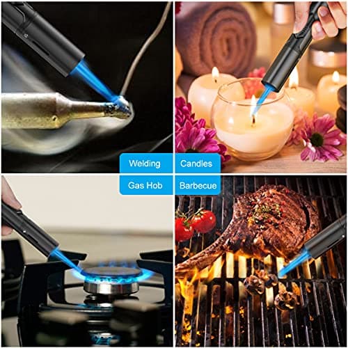 Torch Lighters, 2 Pack, Butane Lighters, Adjustable Jet Flame Torch Lighters, Wind Resistant Butane Refillable Gas Torch Lighter Long Lighter for Camping Candle Grill BBQ Fireworks (Gas Not Included) - Image 6