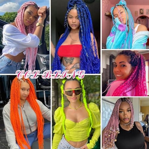 Col Bling Blue Braiding Hair Pre Stretched, 28 Inch Long Braid Hair Extensions for Women, Box Braids Hair Yaki Texture, Professional Synthetic, Softness, Knotless Easy to Install - Image 7