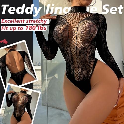 Famstar Sexy Lingerie for Women Naughty Fishnet Lingerie Set Bodysuit Outfits Teddy Sheer Mesh Erotic - Image 3