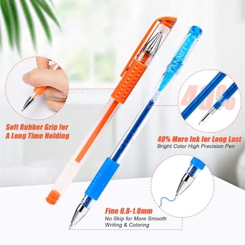 TANMIT Gel Pens, 36 Colors Gel Pens Set for Adult Coloring Books, Colored Gel Marker with 40% More Ink, Great for Adult Doodling Scrapbooking Drawing - Image 2