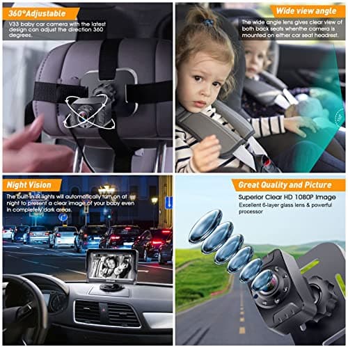 DoHonest Baby Car Camera HD 1080P - Rear-Facing Car Baby Monitor with Night Vision, Adjustable View Angle, Easy Setup, Anti-Glare Display, Safety for Kids & Infants - Image 3