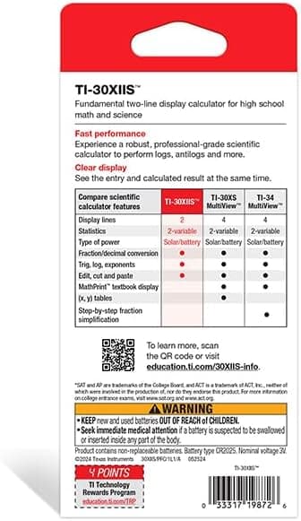 Calculadora Científica Texas Instruments TI-30XIIS, Negra con Acabados Azules (30XIIS/TBL/1L1/BK) Azul Oscuro - Image 7