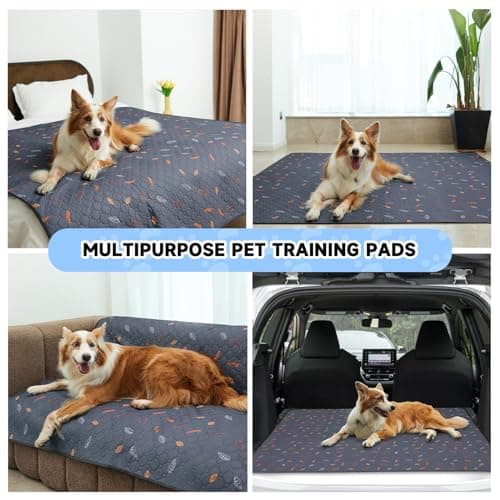 Sunheir Washable Pee Pads for Dogs 2-Pack Reusable Puppy Pet Training Pads, Waterproof Dog Crate, Whelping Pad, Non-Slip Protects Against Urine Leakage (Leaves - Deep Grey, 18x24) F-U1 - Image 5