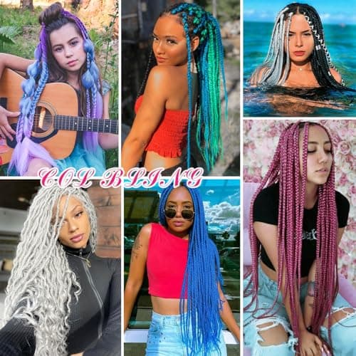 Col Bling Blue Braiding Hair Pre Stretched, 28 Inch Long Braid Hair Extensions for Women, Box Braids Hair Yaki Texture, Professional Synthetic, Softness, Knotless Easy to Install - Image 6