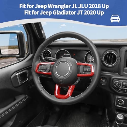 RT-TCZ for Wrangler JL Steering Wheel Trim Decal Panel Red for Jeep Wrangler JL JLU 2018 up for Gladiator JT 2020 up Red Interior Accessories 3pcs - Image 5