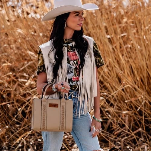 Wrangler Tote bag for women satchel bag purse for womens purses and handbags cute trendy Women's Purses bolsa wrangler para mujer with Zipper and Pocket top handle with strap khaki WG70-8120DKH - Image 2