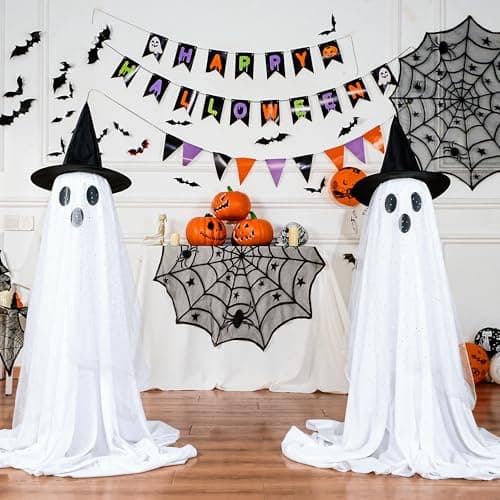 2Packs Halloween Decorations Outdoor,Halloweens Party Decoration Indoor,Spooky Ghost with Remote Control String Lights,Halloween-Ghost Lights for Porches Yards Gardens Lawn - Image 4