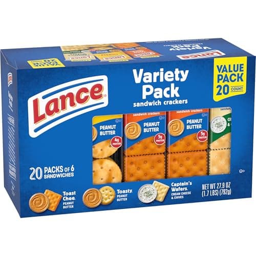 Lance Sandwich Crackers, Variety Pack, 3 Flavors, 20 Individually Wrapped Packs, 6 Sandwiches Each - Image 9