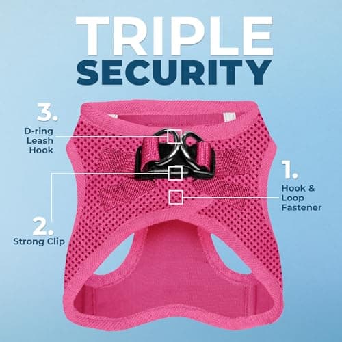 Best Pet Supplies Voyager Step-in Air Harness - All Weather Mesh, Reflective, No Pull Harness for Dogs, Cats - Secure with Hook & Loop Fastener, Buckle, Double D-Rings - Fuchsia, M - Image 2