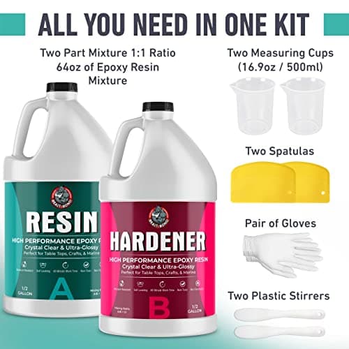 Beast Bond Epoxy Resin - Ultra-Gloss 1 Gallon Kit, Crystal Clear, Self-Leveling, UV & Impact Resistant Resin Kit for Art, Jewelry, Tables & Countertops, Easy 1:1 Mix, DIY Crafts - Image 6