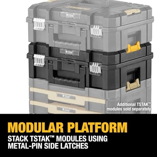 DEWALT TSTAK II Tool Box, Flat Top Tool Storage Case, Organizer Box Holds Up To 66 lbs, Flexible Platforms for Stacking, 13 Inch (DWST17807) - Image 10