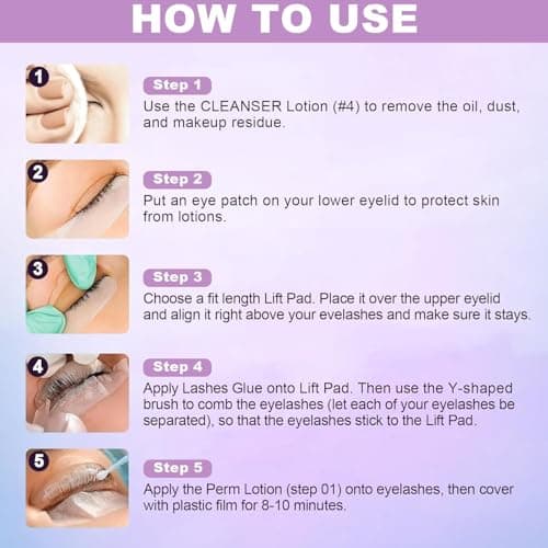Lash Lift Kit, Eyelash Perm Kit, 5 Sets Lash Perm Kit Eyelash Lift Kit, Eyebrow Lamination Easy for Beginner, Professional Eyelash Curling Lash Extension Set, Home Achieve Semi-Permanent Curling - Image 5