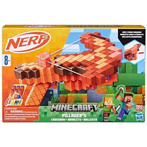 Nerf Minecraft Pillager's Crossbow Dart Blaster, 6 N1 Darts Compatible Only N1 Dart Blasters, 6 Dart Capacity, Ages 8+ - Image 2