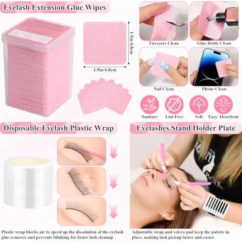 Lashes Kit for Eyelash Extension Beginner Lash Tech Starter Kit with Eye Lash Mannequin Head, Professional Eyelash Extension Kit with Lash Fan, Extension Glue and Eyelash Remover for Practice Training - Image 6