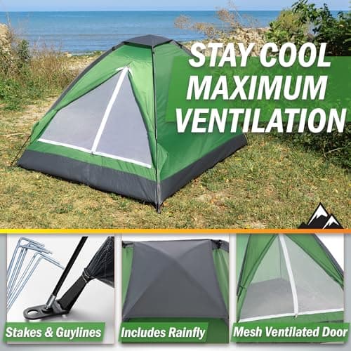 117 Person Camping Tent with Rain Fly and Carrying Bag - Lightweight Outdoor Pop Up Tents for Camping Essentials, Music Festivals, Backpacking, Hiking, or Beach Shelter by Wakeman Outdoors - Image 4
