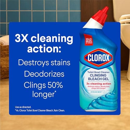 CLOROX Toilet Bowl Cleaner Clinging Bleach Gel, Ocean Mist, 24 Fl Oz, Pack of 2 (Package May Vary) - Image 3