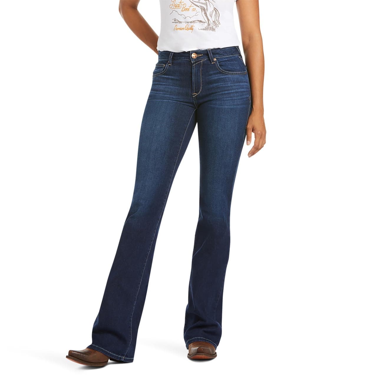 ARIAT Women’s Ultra Stretch Perfect Rise Katie Flare Jean Blue 31 Maya