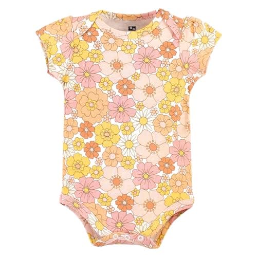 Hudson Baby Unisex Baby Cotton Bodysuits, Peace Love And Flowers, 3-6 Months - Image 4