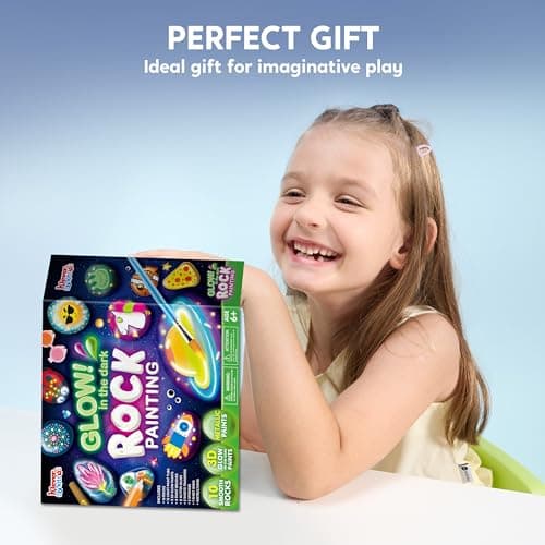 JOYIN Rock Painting Kit- Glow in The Dark Rock Kit, Arts and Crafts for Kids Ages 6-12, Art Supplies Toy, Kids Craft Paint Kits, Arts & Crafts for Boys Girls Birthday Party Gift Toy - Image 6