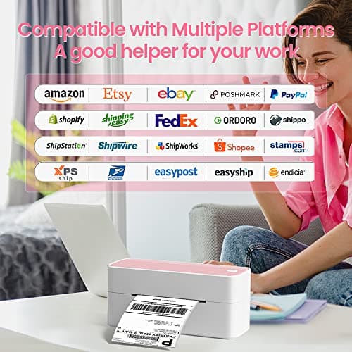 Phomemo Bluetooth Thermal Label Printer, 241BT 4X6 Wireless Shipping Labels Printer for Small Business, Pink Label Printers for Shipping Package, Compatible with iPhone, Android, Amazon, Shopify, USPS - Image 8