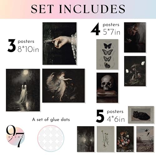 97 Decor Dark Academia Decor - Victorian Gothic Wall Art Prints, Dark Moody Aesthetic Pictures, Creepy Goth Posters Vintage Gothic Painting for Home Bedroom Decorations (8x10 Unframed) - Image 2