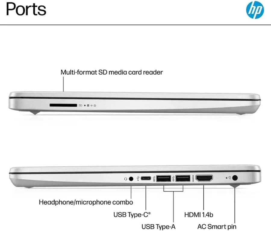 HP 2025 14" Laptop Computer, Intel N150, 16 GB RAM, 512 GB Storage(128GB eMMC + 128GB UFD + 256GB MSD), Copilot AI, Wi-Fi 6, BT 5.4, HD Cam, 1 Year Office 365, Windows 11 Pro, Accessories, Silver Natural Silver - Image 10
