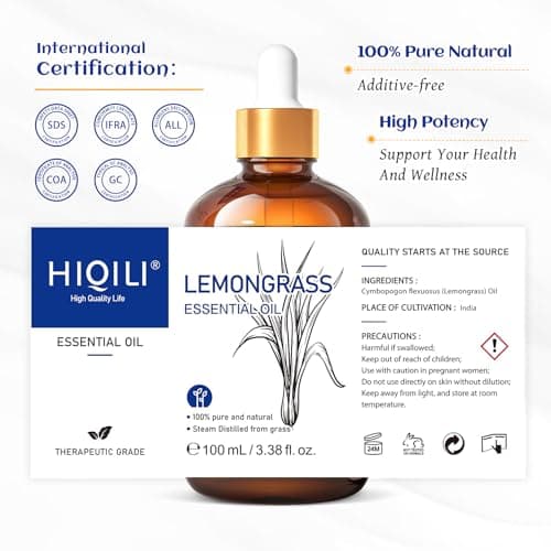 HIQILI Lemongrass Essential Oil, 100% Pure Natural Undiluted Premium Oils - 3.38 Fl. Oz - Image 7
