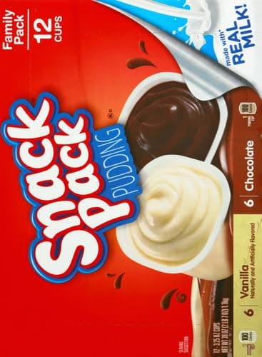 Snack Pack Chocolate and Vanilla Flavored Pudding Cups, 3.25 oz., 12-Count Family Pack 3.25 Ounce (Pack of 12) - Image 6