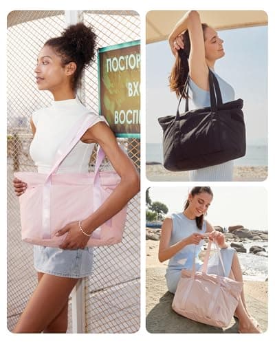 BAGSMART Tote Bag for Women with Zipper, Gym tote with Compartments, Work Tote Nurse Dance Yoga Bag for Travel - Image 2