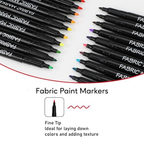 Fabric Markers Permanent for Clothes, 20 Colors Fine Tips Paint Pens for Clothing Canvas Tote Bags T-Shirt and Shoes, Non Toxic Ink for Kids and Adults - Image 2