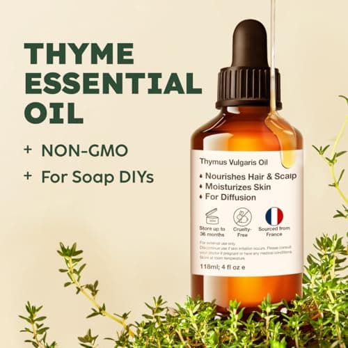 Kukka Thyme Essential Oil for Hair, Skin & Diffuser - 4 Fl Oz - Thyme Oil, Herbaceous Scent, for Aromatherapy, DIY Soap Making Scents - Image 2
