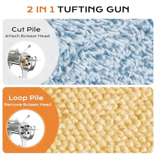 BESGEER Rug Tufting Gun with Carpet Trimmer Kit - Tuft Gun with Tufting-Shears, 2 in 1 Cut Loop Pile Carpet Gun& Carving Clippers, Rug Maker Machine Starter Kit& Trimmer& Cloth& Yarn（Olive Black） - Image 4