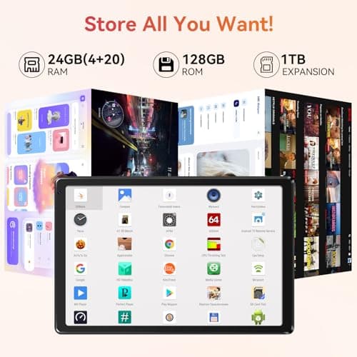 Tablet,10.1" Android Tablet with Octa-core Processor 24GB RAM 128GB ROM HD IPS Touchscreen 8H Battery, Wi-Fi 6, BT 5.0, Dual Camera, Android 15 Tablets 2025 - Image 3