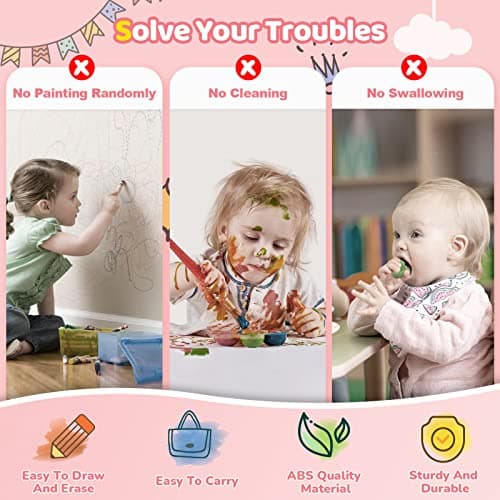Kikidex Magnetic Drawing Board, Toddler Girl Toys for 1-2 Year Old, Doodle Board Pad Learning and Educational Toys for 1 2 3 Year Old Baby Kids Birthday Gift(Soft Pink) - Image 3