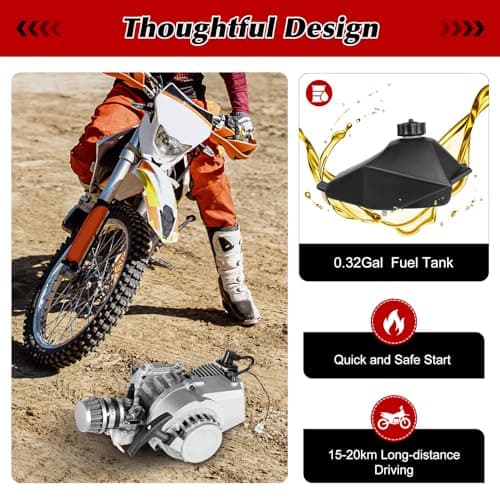 ERAAND 49cc Bicycle Engine Kit,2 Stroke Gas Motorized Bike Conversion Kit,Gasoline Petrol Bicycle Motor Refit Fit for Pocket Bike, Mini Dirt Bike, 1, Silver, Black - Image 2