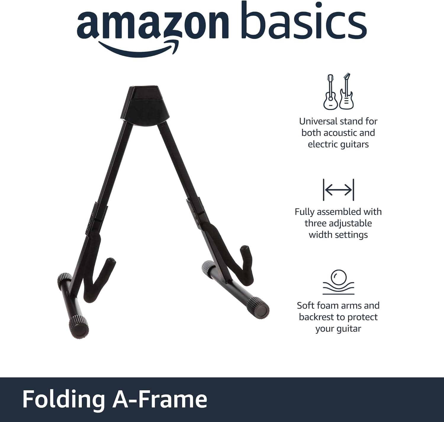 Amazon Basics Adjustable Folding Guitar Stand, A-shape, Fully Assembled - Para sa Programang Musikang Pampaaralan, Mga Konsiyerto at Maramihang Gumagamit - Image 3