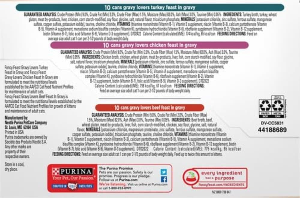 Purina Fancy Feast Gravy Lovers Poultry and Beef Grilled Gourmet Wet Cat Food Variety Pack - (Pack of 30) 3 oz. Cans Gravy Lovers Poultry & Beef Variety Pack 3 Ounce (Pack of 30) - Image 14