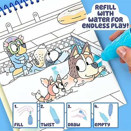 Horizon Group USA Bluey Aqua Art - Reusable Water Reveal Activity Pages With Water Pen for No-Mess Drawing and Coloring - Image 4