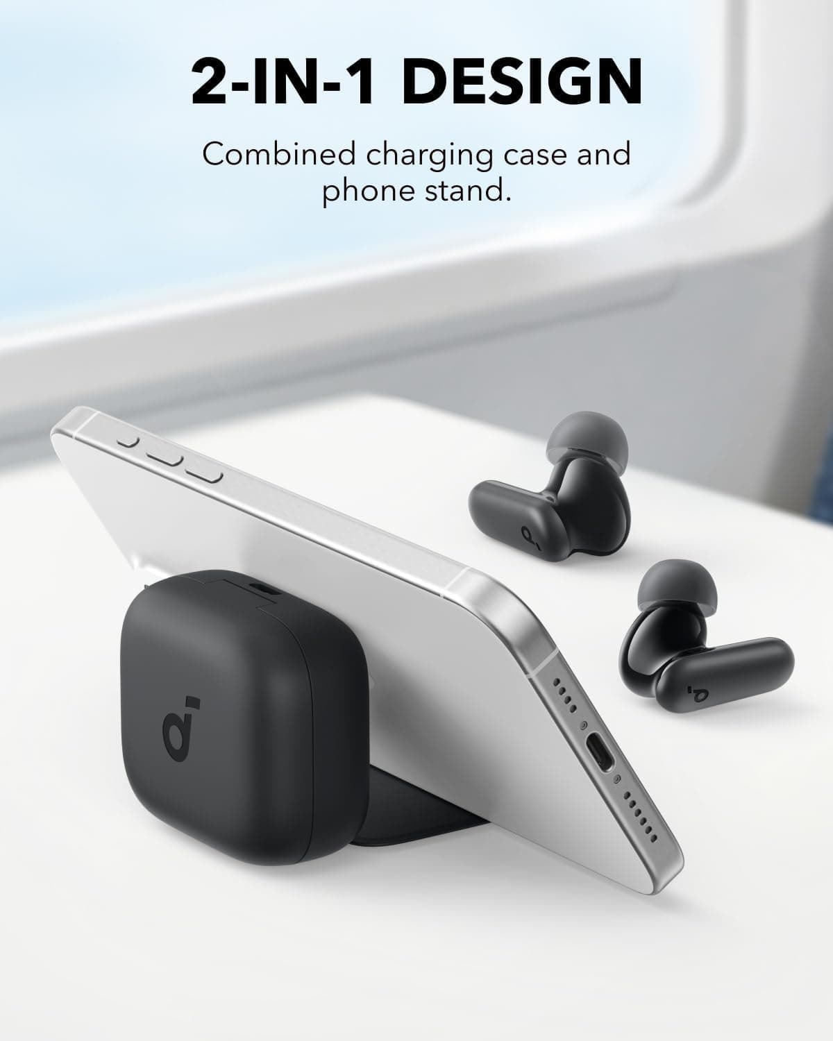 Soundcore P30i de Anker Auriculares Inalámbricos con Cancelación de Ruido, Cancelación de Ruido Fuerte e Inteligente, Graves Potentes, 45H de Tiempo de Reproducción, Estuche 2-en-1 y Soporte para Teléfono, IP54, Auriculares Inalámbricos, Bluetooth 5.4 (Negro) - Image 2