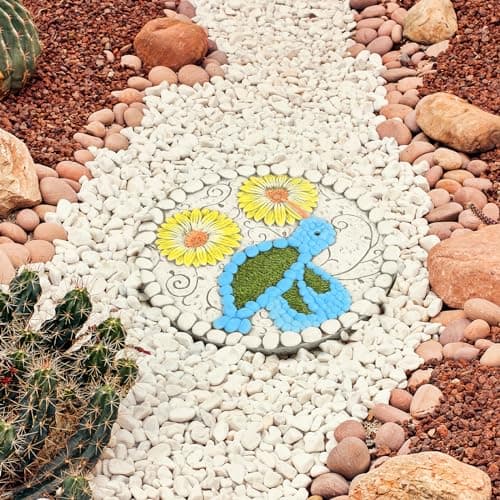 Garden Stepping Stones Set of 2 Butterfly Outdoor Garden Decor 10 inch Round Decorative Stones Pavers for Garden Walkway Landscaping, Hummingbird Gifts (N6-YYD334) - Image 7