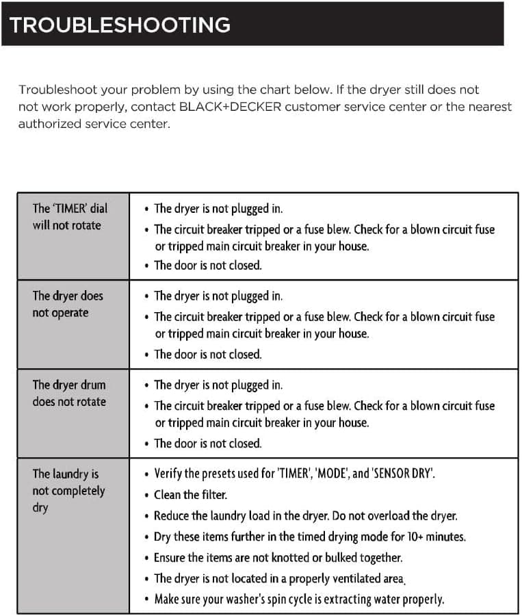 BLACK+DECKER BCED37 Compact Dryer for Standard Wall Outlet, Small, 4 Modes, Load Volume 13.2 lbs., White 3.5 Cu. Ft - Image 10