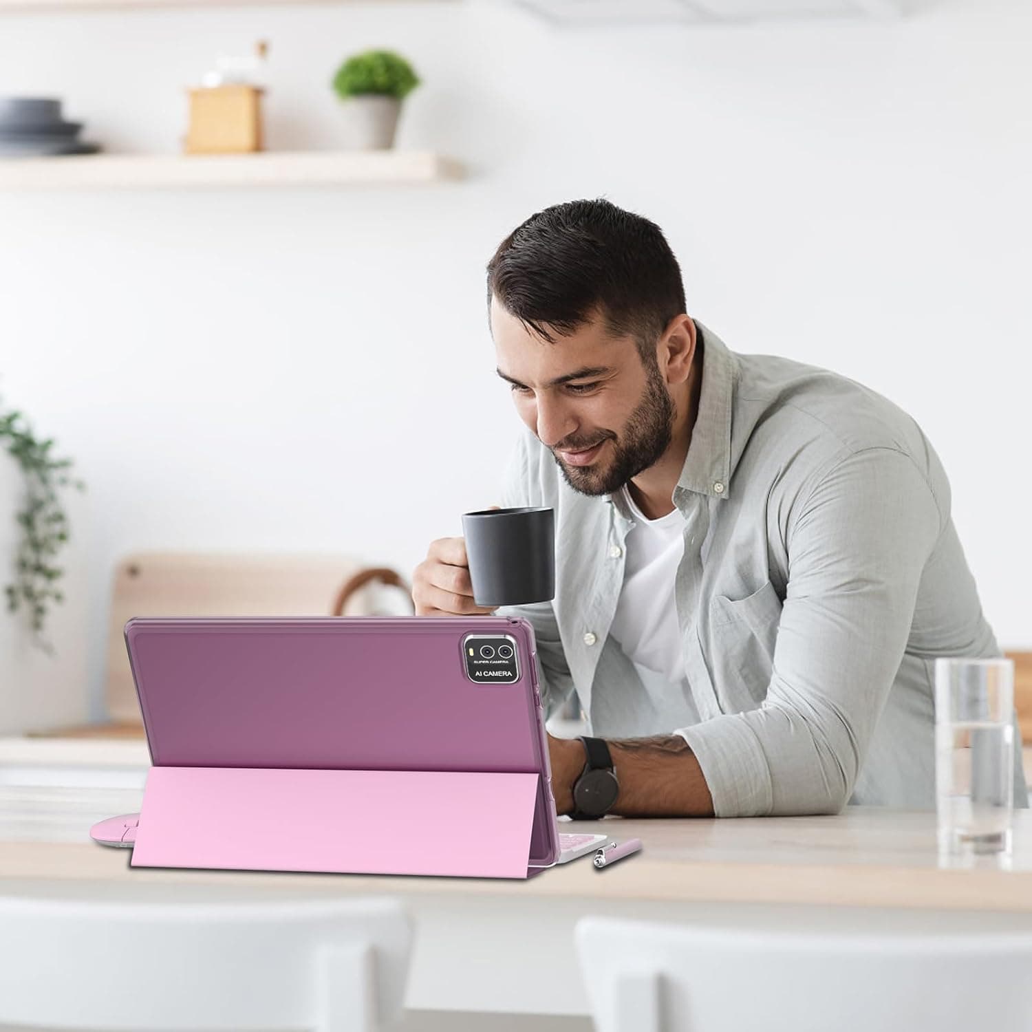 Android 15 Tablet, 10 Inch 18GB RAM+128GB ROM/ 2TB Expandable Tablet, 2.0GHz Quad-core Processor, 1280*800 HD Touch Screen, 5G WiFi6 BT 5.0, 2 in 1 Tablets with Keyboard Case Mouse Stylus Pink - Image 8