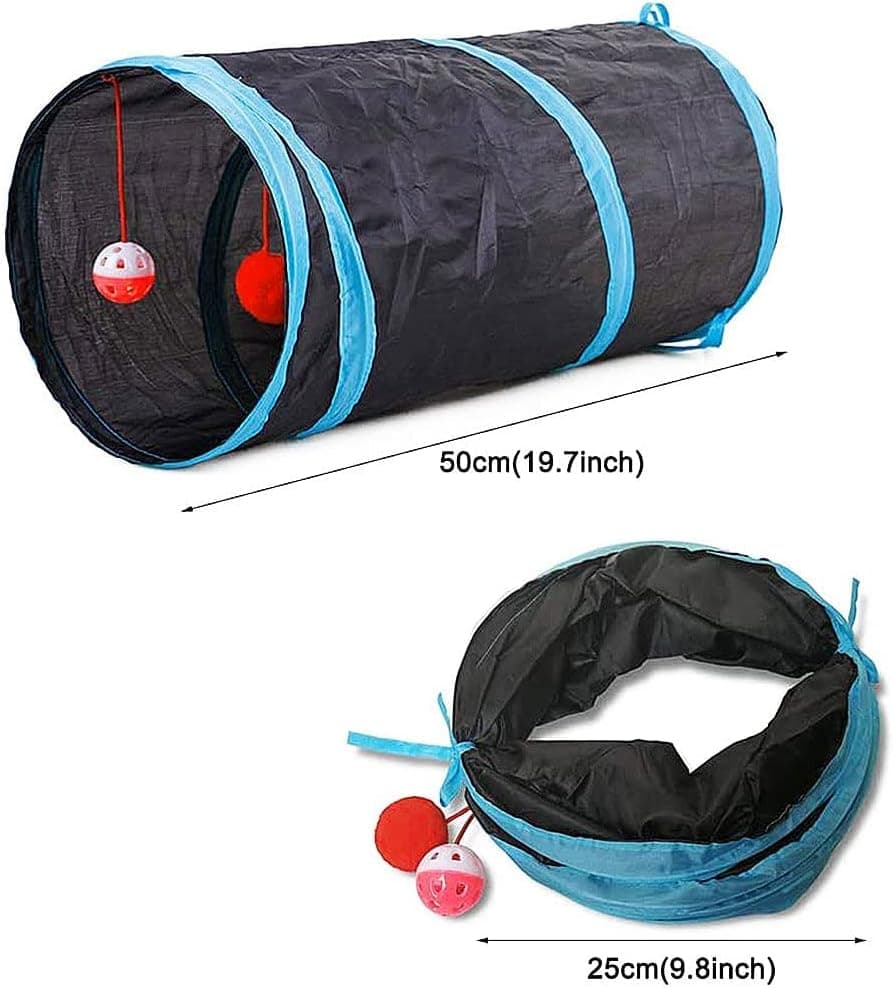 21 Pcs Cat Toys for Indoor Cats Collapsible Cat Tunnel Interactive Feather Teaser Wand Ball Toy for Kitten Cats Black - Image 10